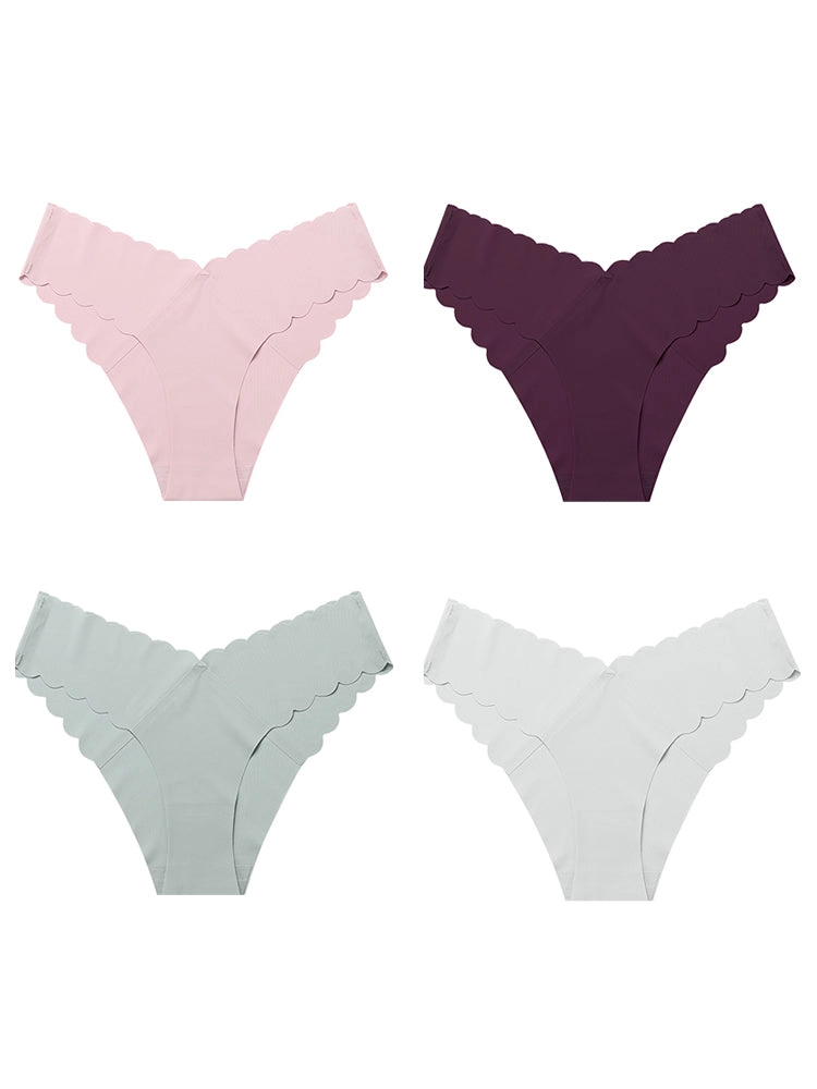 4-Pack Women's Seamless Scallop Edge Thong