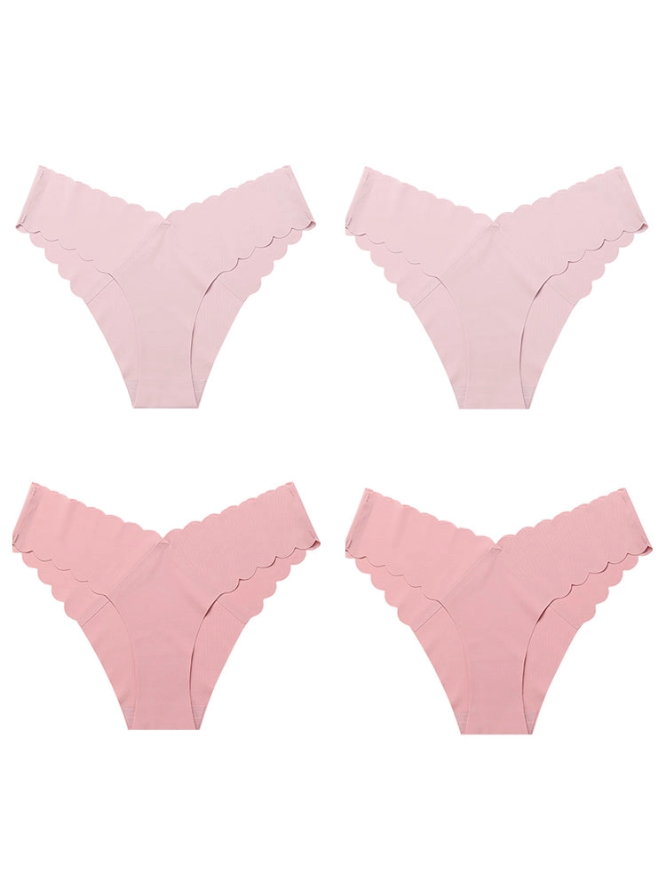 4-Pack Women's Seamless Scallop Edge Thong