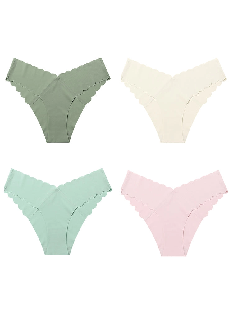4-Pack Women's Seamless Scallop Edge Thong