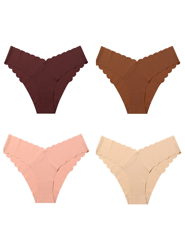 4-Pack Women's Seamless Scallop Edge Thong