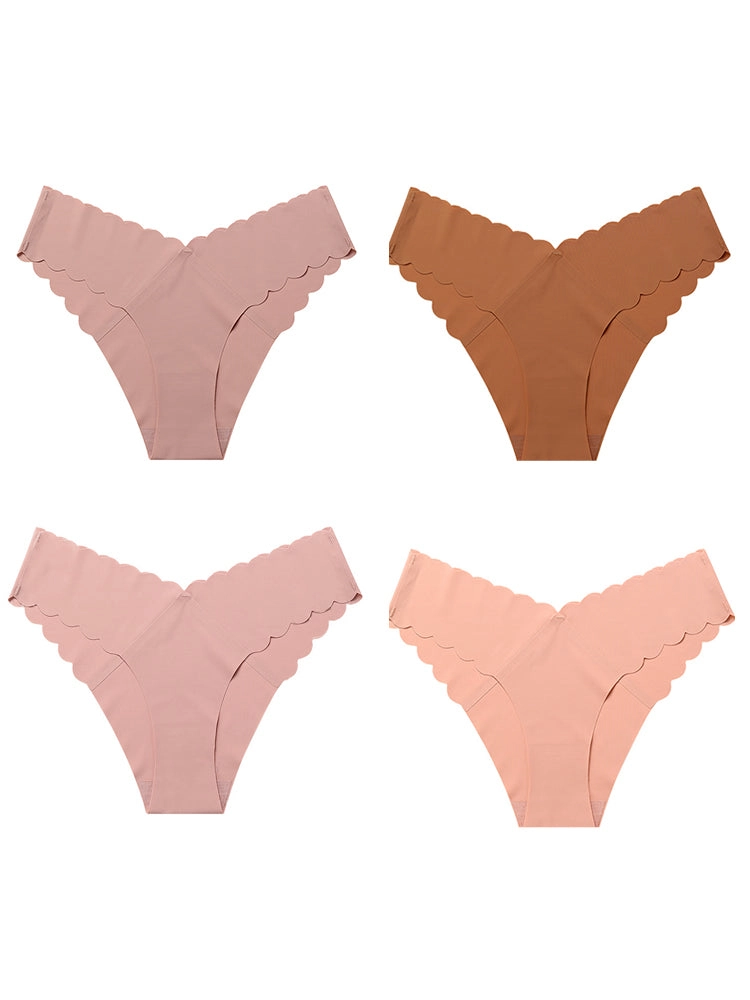 4-Pack Women's Seamless Scallop Edge Thong