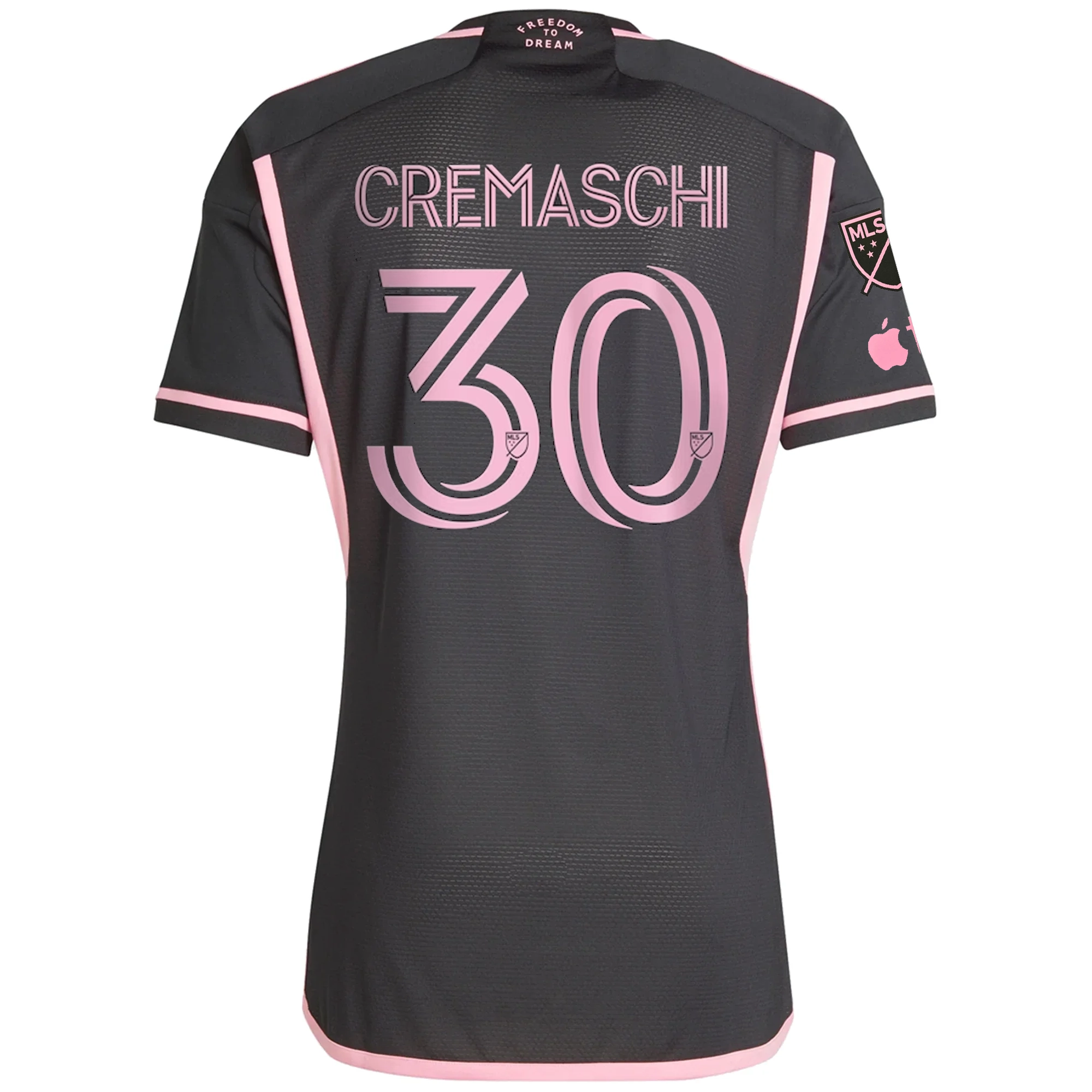 adidas Inter Miami Authentic Benjamin Cremaschi Royal Caribbean Away Jersey w/ MLS   Apple TV Patches 23/24 (Black/Bliss Pink)