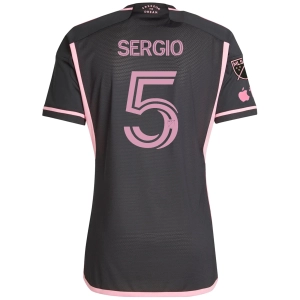 adidas Inter Miami Authentic Sergio Busquets Royal Caribbean Away Jersey w/ MLS   Apple TV Patches 23/24 (Black/Bliss Pink)