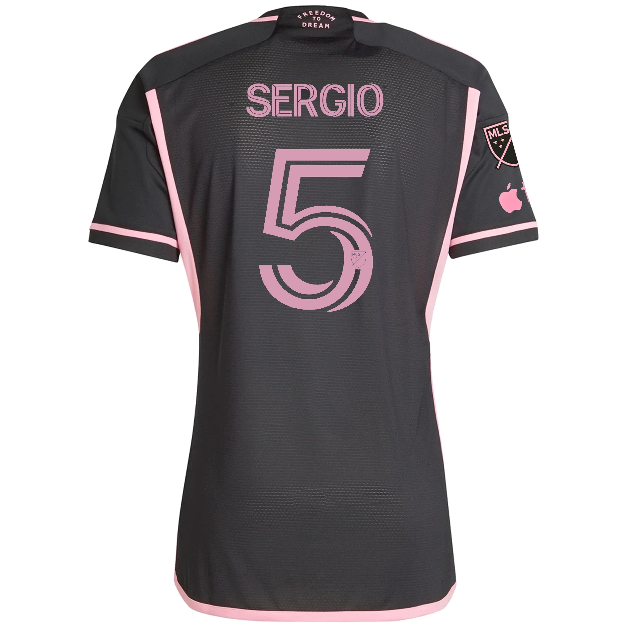 adidas Inter Miami Authentic Sergio Busquets Royal Caribbean Away Jersey w/ MLS   Apple TV Patches 23/24 (Black/Bliss Pink)