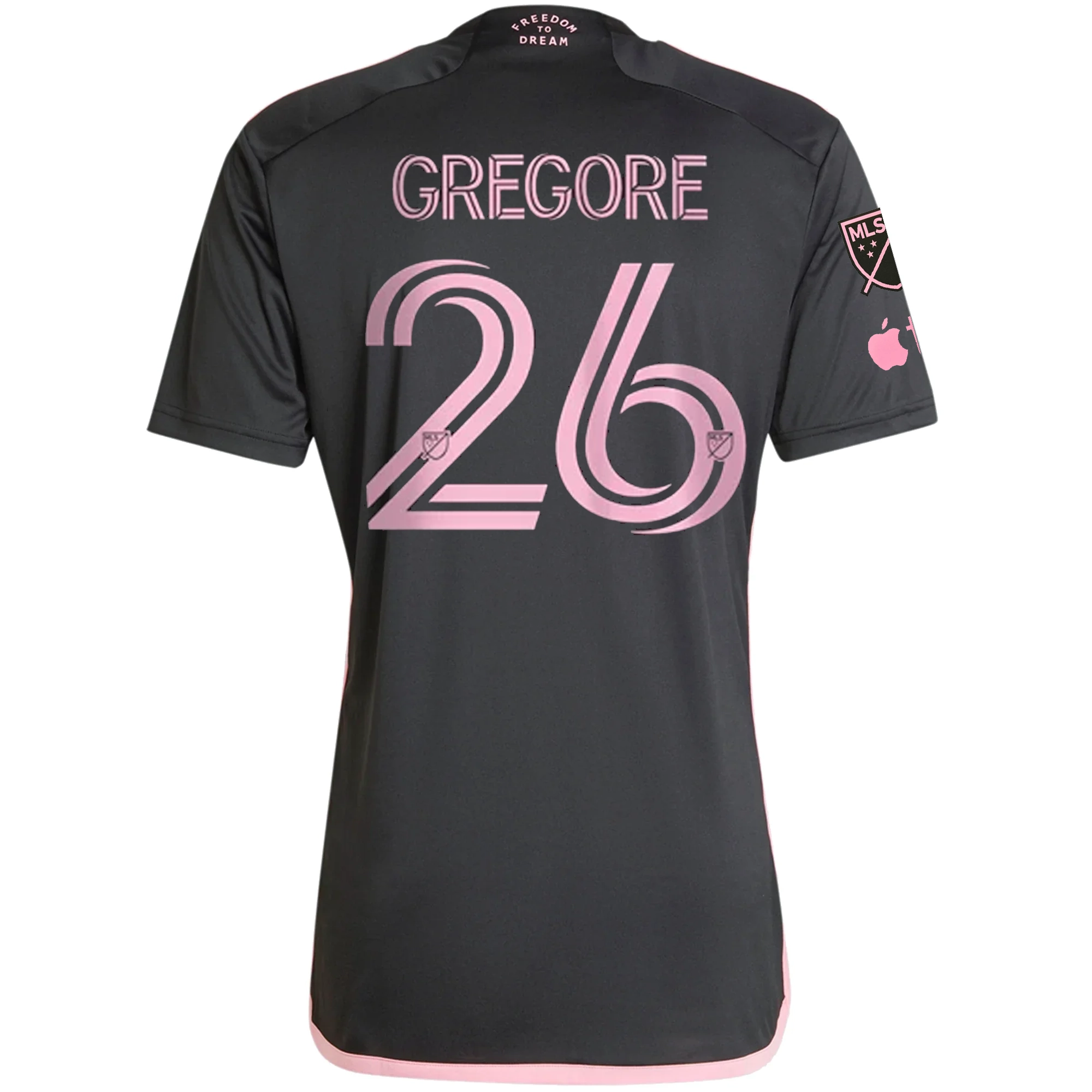 adidas Inter Miami Gregore Royal Caribbean Away Jersey w/ MLS   Apple TV Patches 23/24 (Black/Bliss Pink)