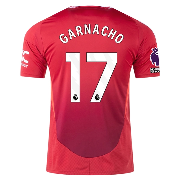 adidas Manchester United Alejandro Garnacho Home Jersey w/ EPL   No Room For Racism 24/25 (MUFC Red)