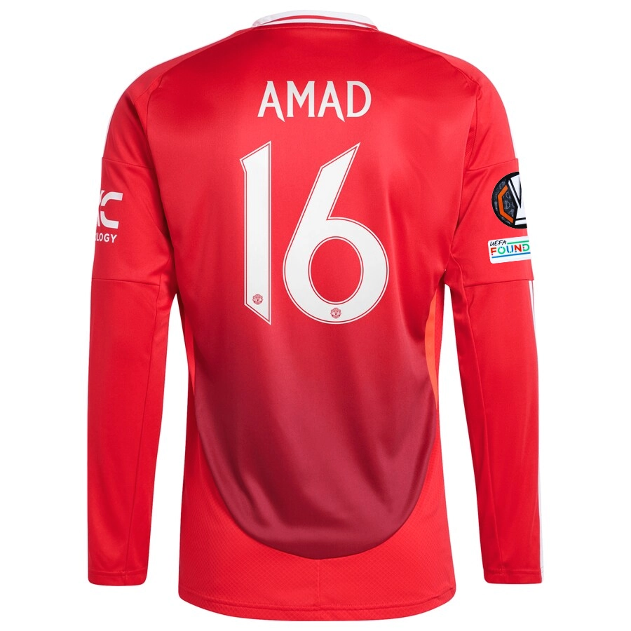 adidas Manchester United Amad Diallo Long Sleeve Home Jersey w/ Europa League Patches 24/25 (Red)