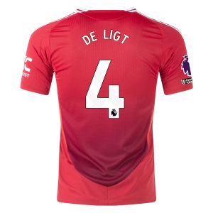 adidas Manchester United Authentic Matthijs De Ligt Home Jersey w/ EPL   No Room For Racism Patches 24/25 (MUFC Red/Bright Red)