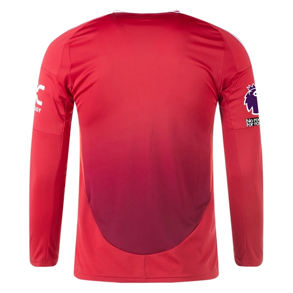 adidas Manchester United Long Sleeve Home Jersey w/ EPL   No Room For Racism Patches24/25 (Red)