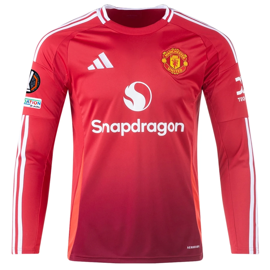 adidas Manchester United Luke Shaw Long Sleeve Home Jersey w/ Europa League Patches 24/25 (Red)