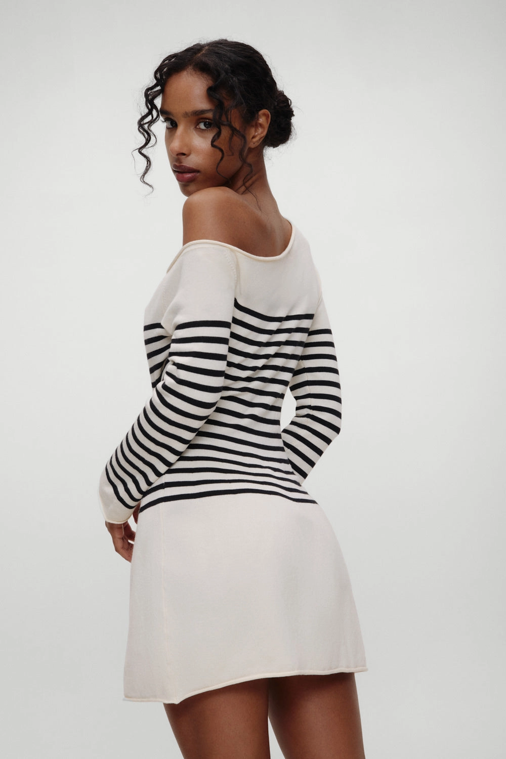 Boardwalk Off Shoulder Mini Dress - Ivory