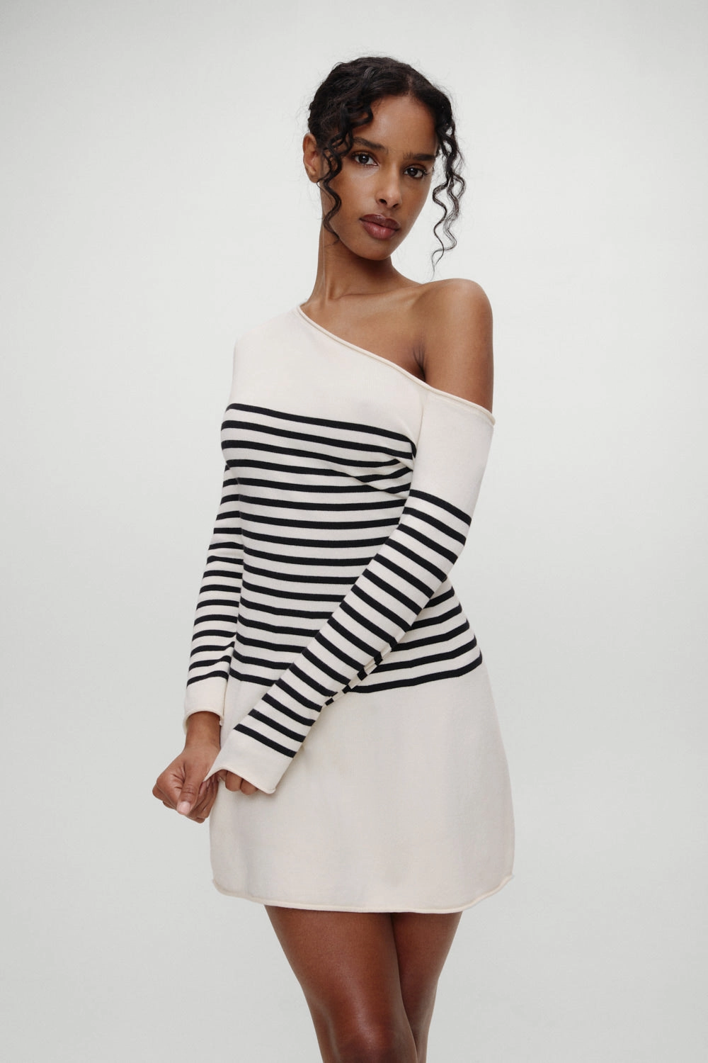 Boardwalk Off Shoulder Mini Dress - Ivory
