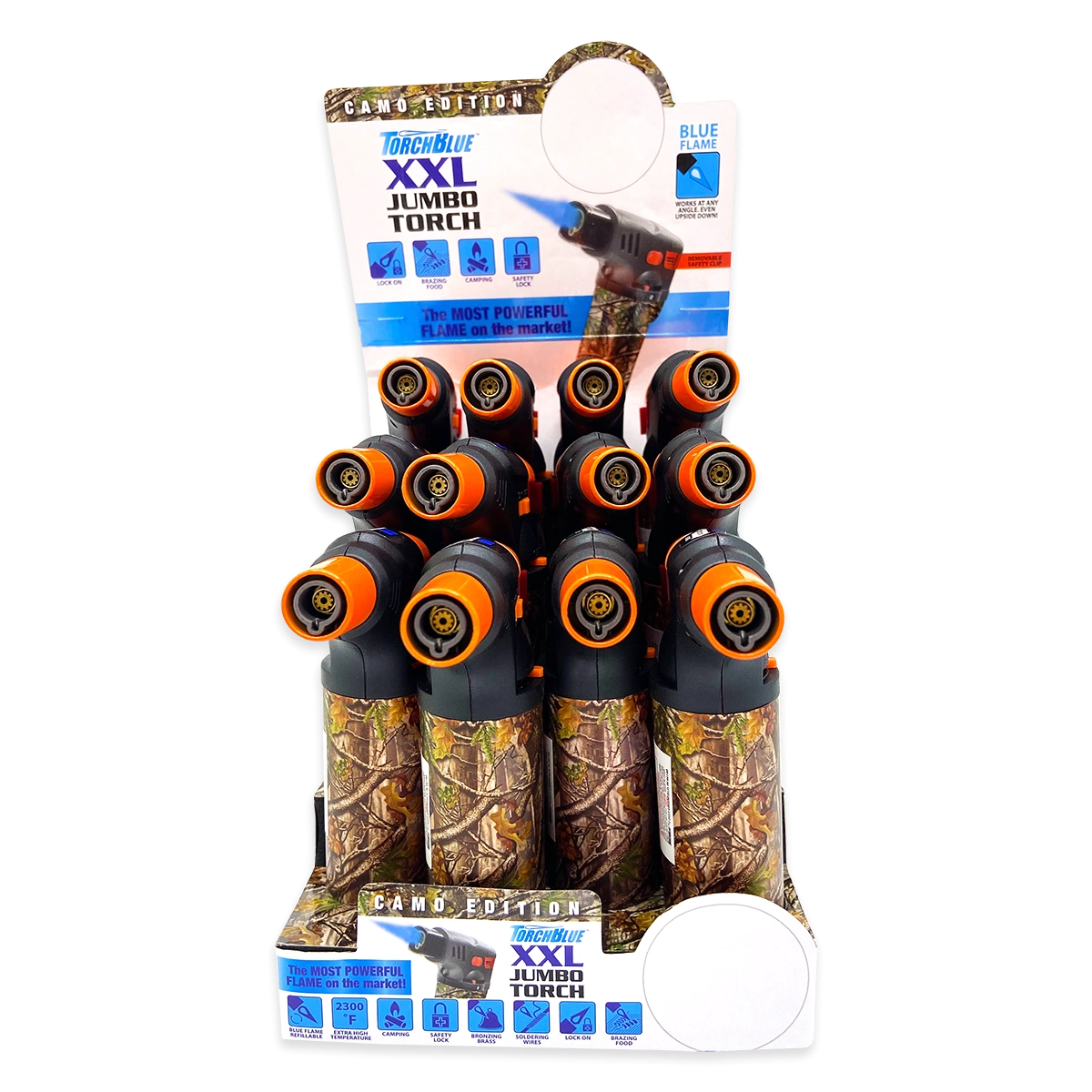 Camo Torch Tower – 3 Tier Metal Countertop Assortment - 39 Pieces Per Retail Ready Display 88671