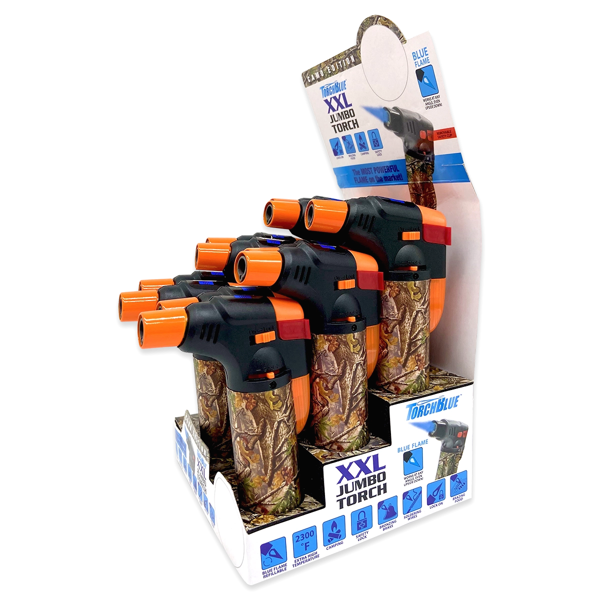 Camo Torch Tower – 3 Tier Metal Countertop Assortment - 39 Pieces Per Retail Ready Display 88671