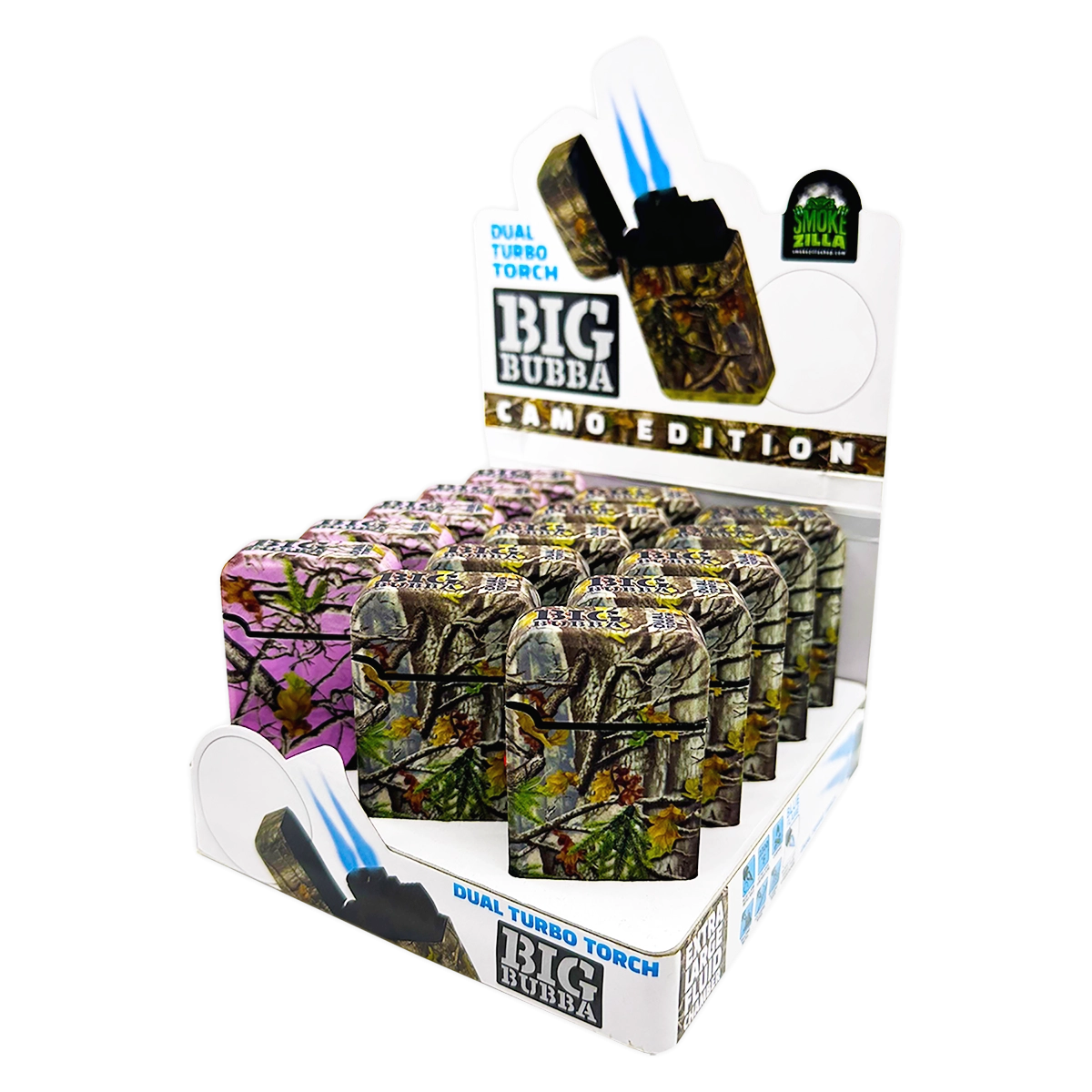 Camo Torch Tower – 3 Tier Metal Countertop Assortment - 39 Pieces Per Retail Ready Display 88671