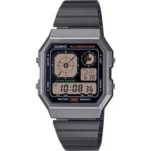 Casio Unisex Watch World Time Black and Beige Digi Dial Bracelet A130WEGG-1ACF