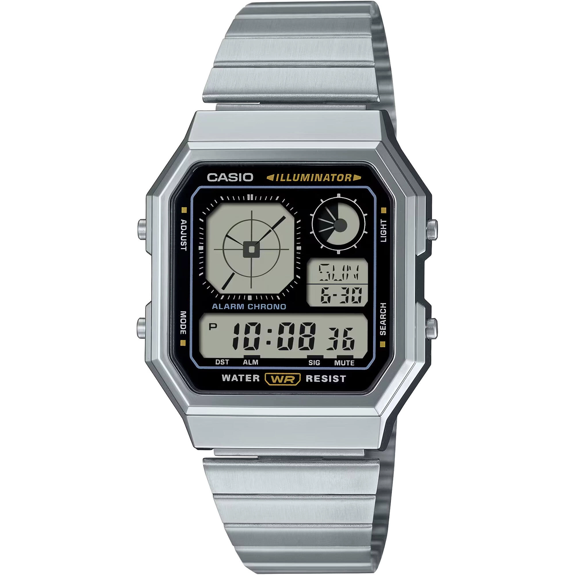 Casio Unisex Watch World Time Black and Grey Digital Dial Bracelet A130WE-1ACF