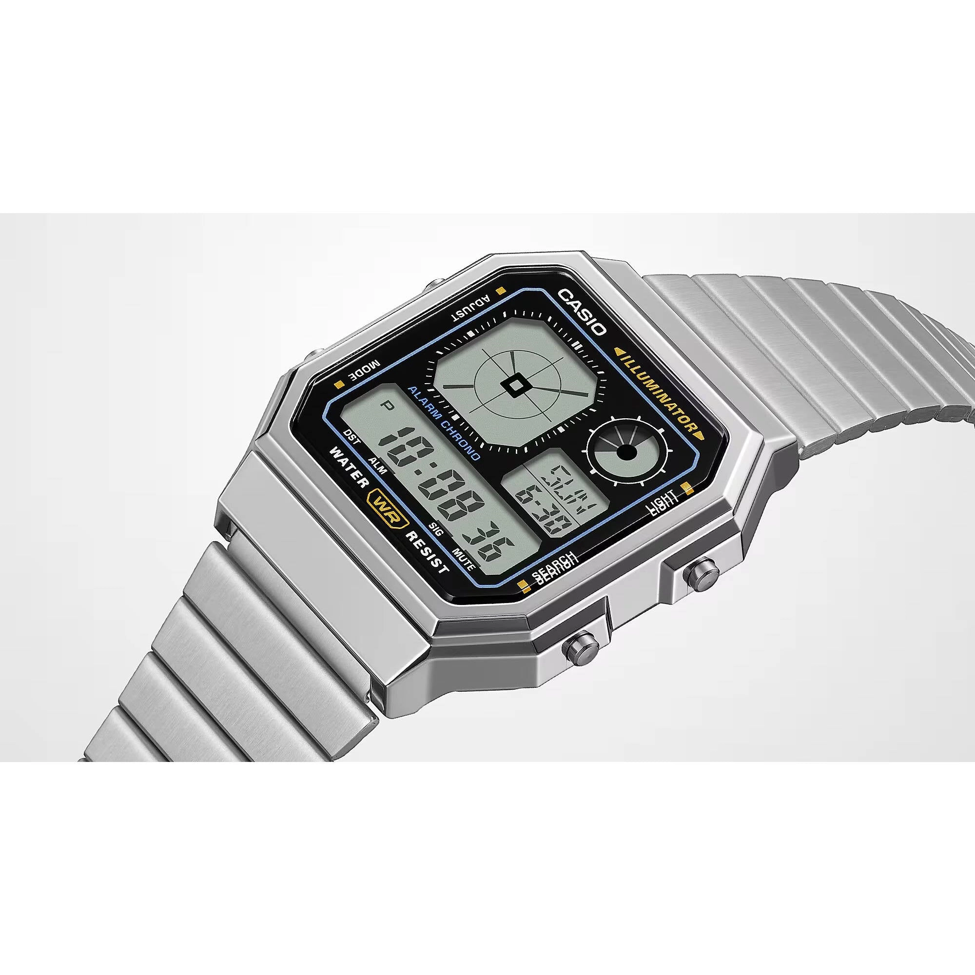 Casio Unisex Watch World Time Black and Grey Digital Dial Bracelet A130WE-1ACF