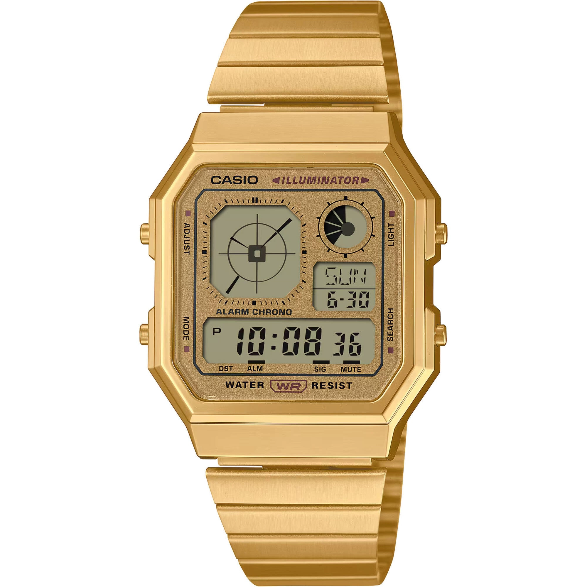 Casio Unisex Watch World Time Yellow Gold Steel Bracelet Digital A130WEG-9ACF