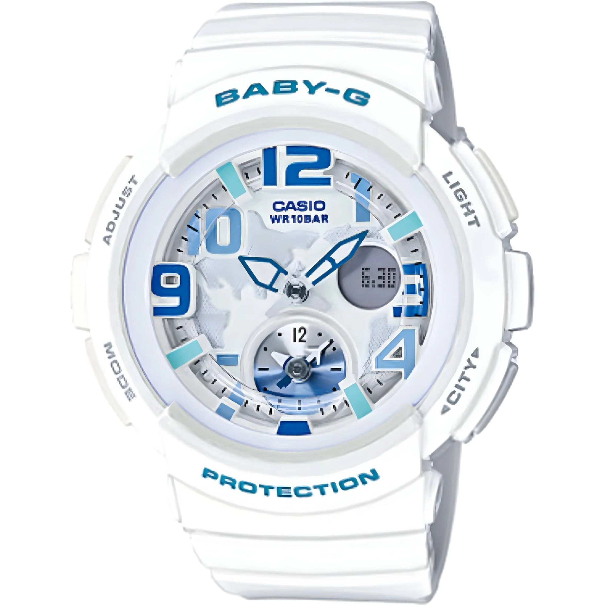 Casio Women's Watch - Baby-G White and Blue Analog-Digital Dial Strap | BGA190-7B
