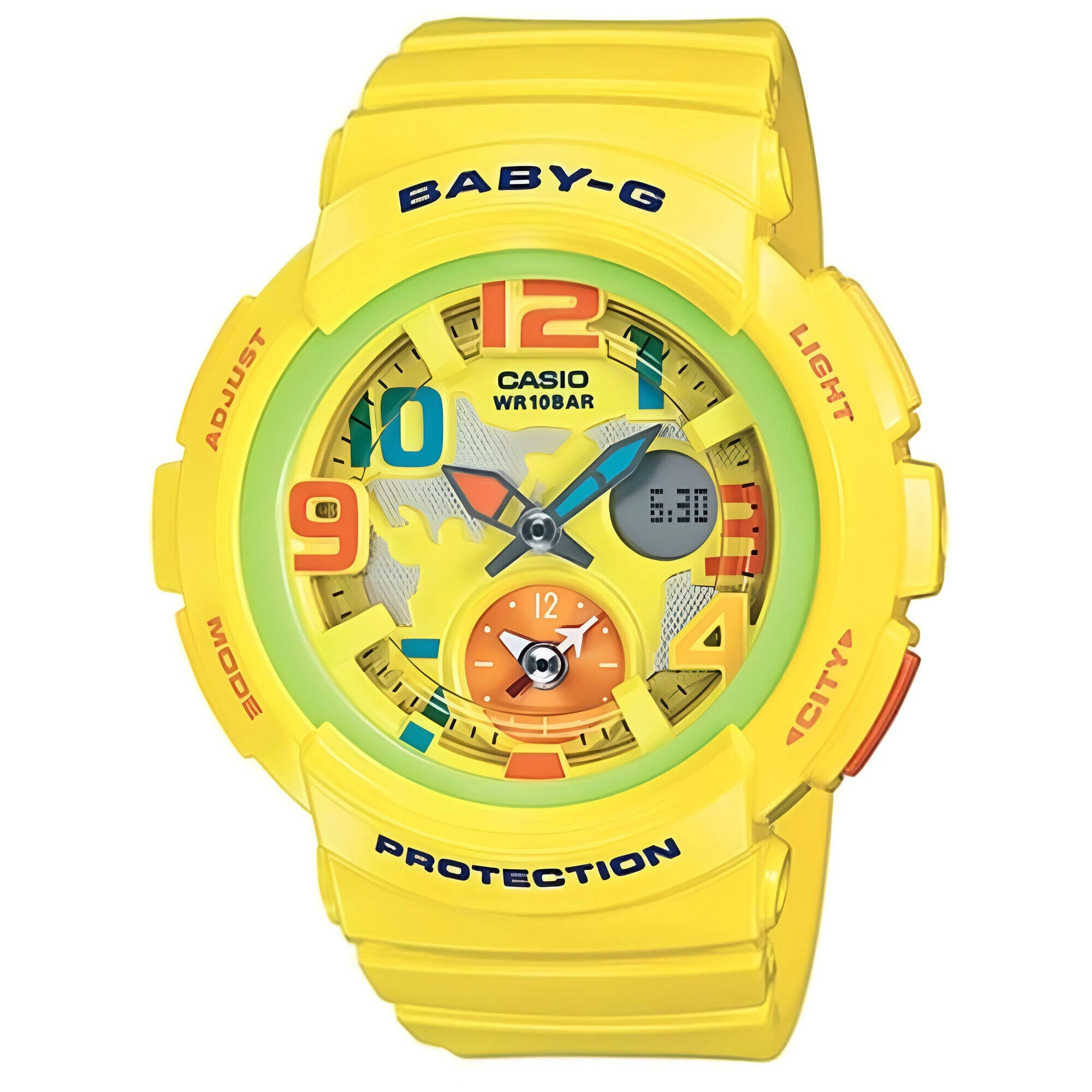 Casio Women's Watch - Baby-G Yellow and Orange Analog-Digital Dial Strap | BGA190-9B