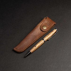 Hand-Turned Bethlehem Olive Wood Comfort Style Pen   Pen Sleeve