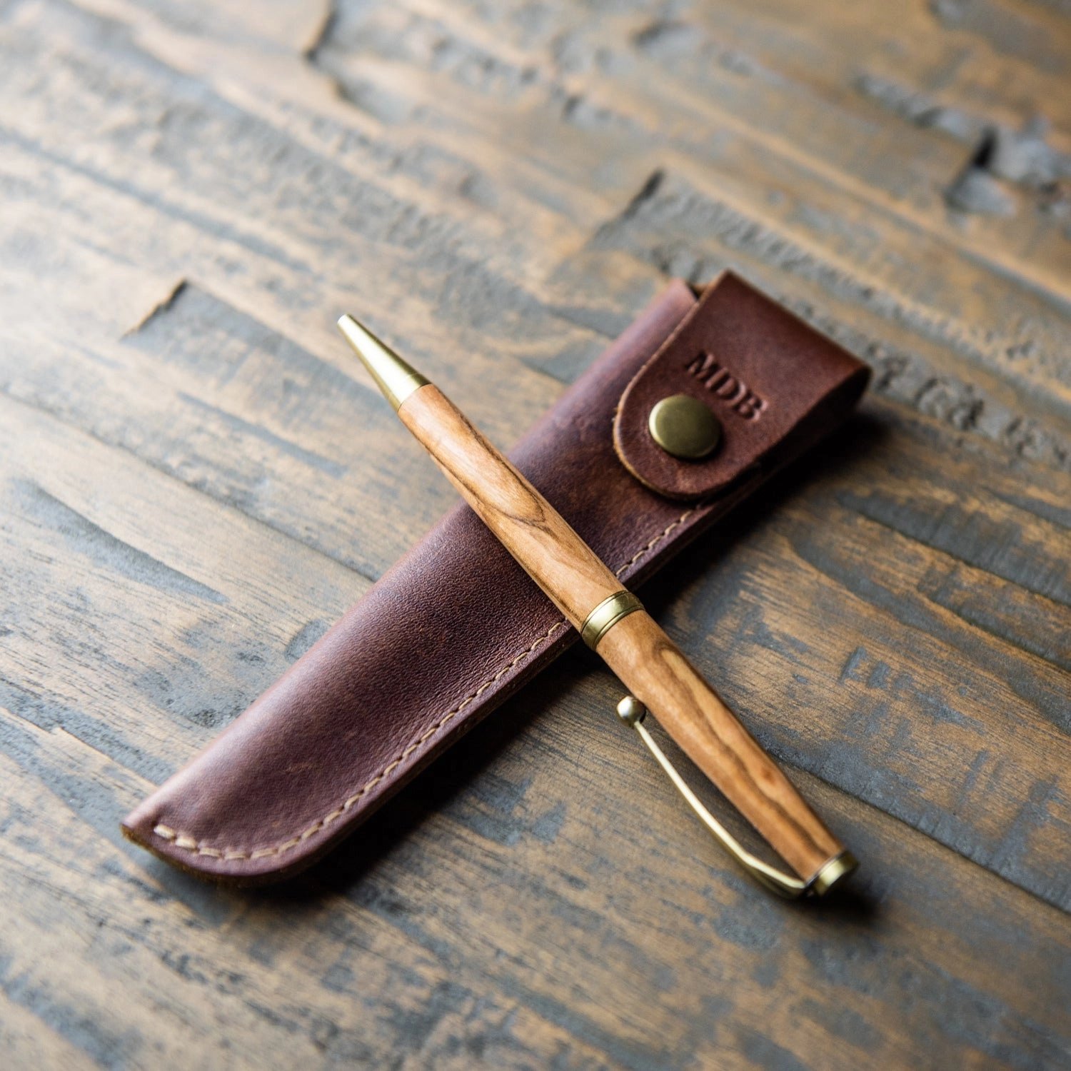 Hand-Turned Bethlehem Olive Wood Comfort Style Pen   Pen Sleeve