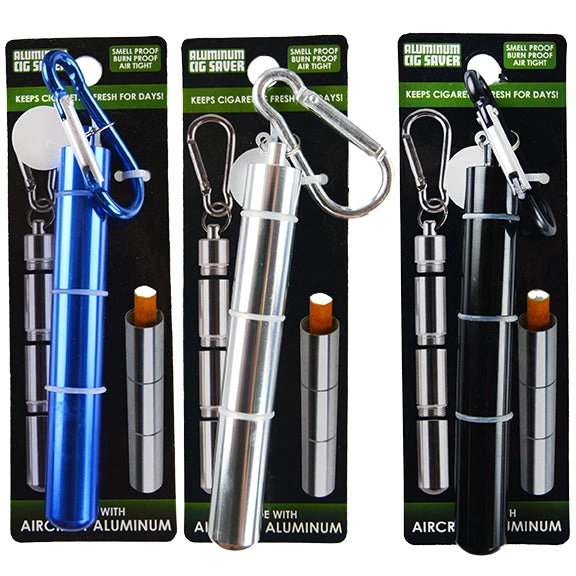 Metal Tube Cigarette Saver with Carabineer - 12 Pieces Per Retail Ready Display 23865
