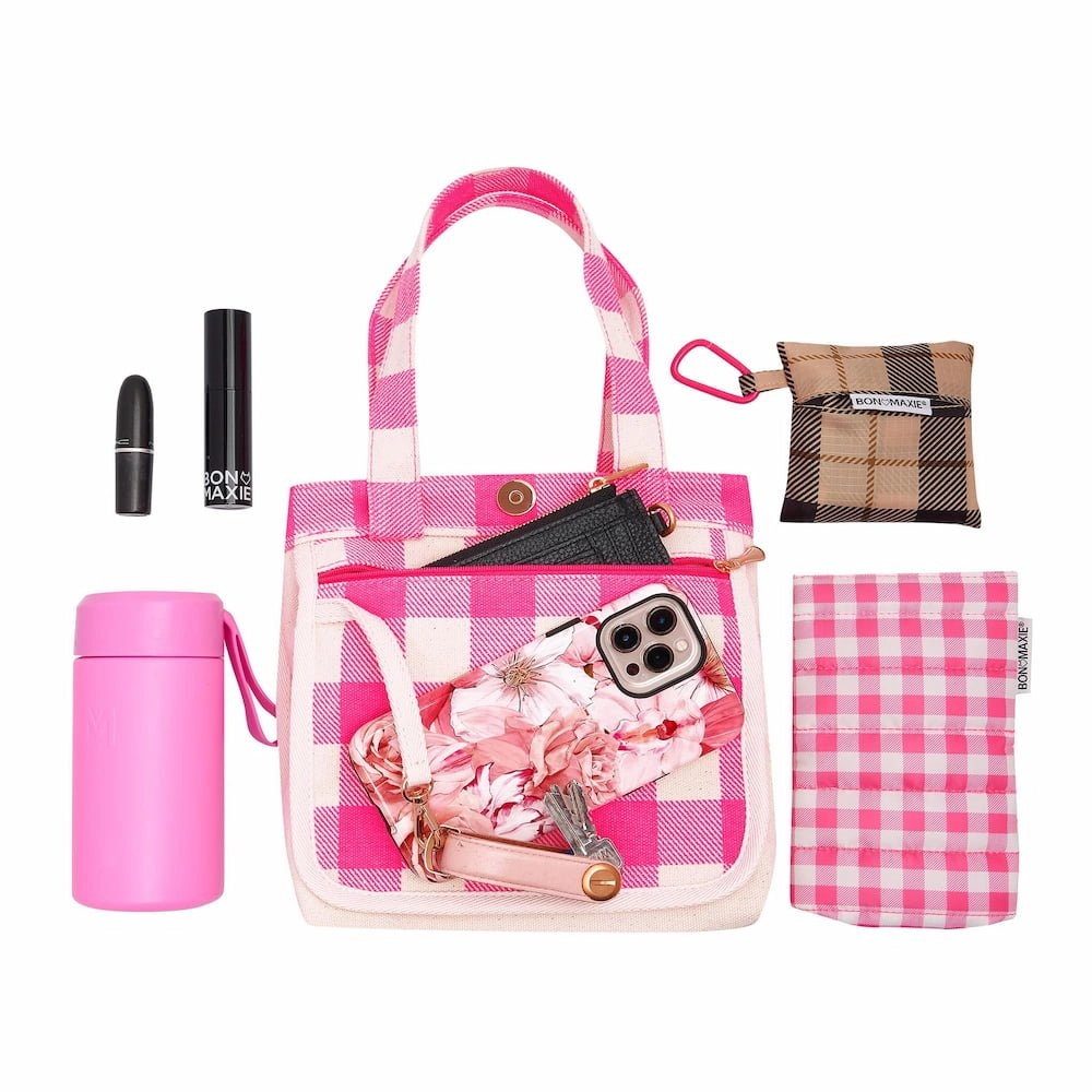 Mini Bonnie Tote Bag -- Black Gingham