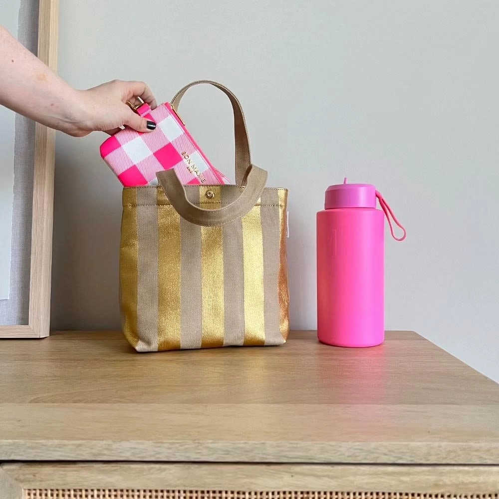 Mini Bonnie Tote Bag -- Gold Stripe