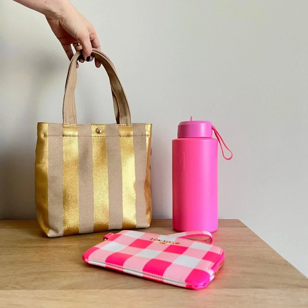 Mini Bonnie Tote Bag -- Gold Stripe