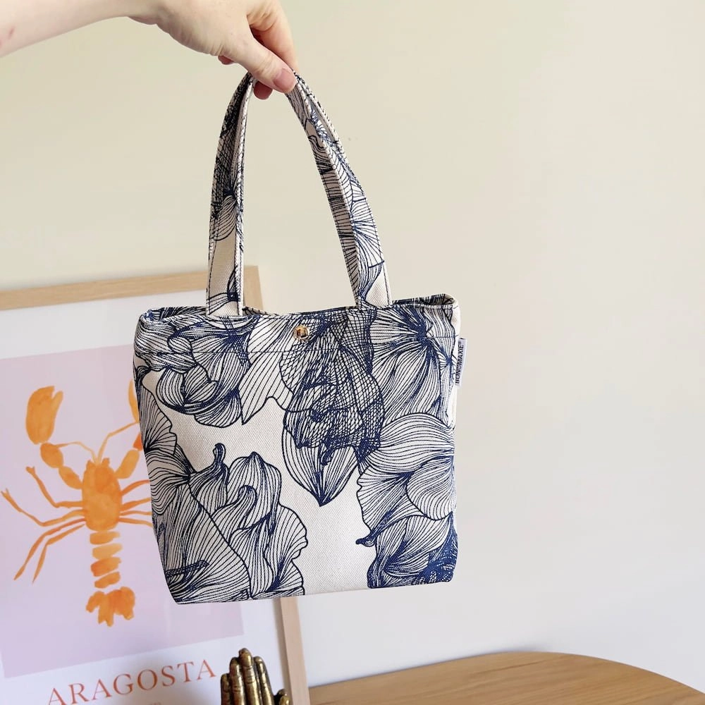 Mini Bonnie Tote Bag -- Navy Floral