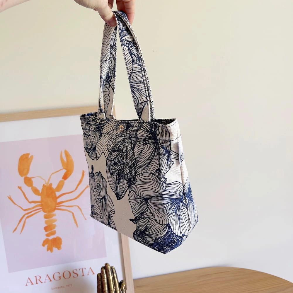 Mini Bonnie Tote Bag -- Navy Floral