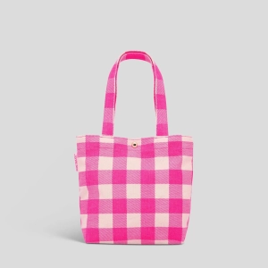 Mini Bonnie Tote Bag -- Neon Pink Gingham