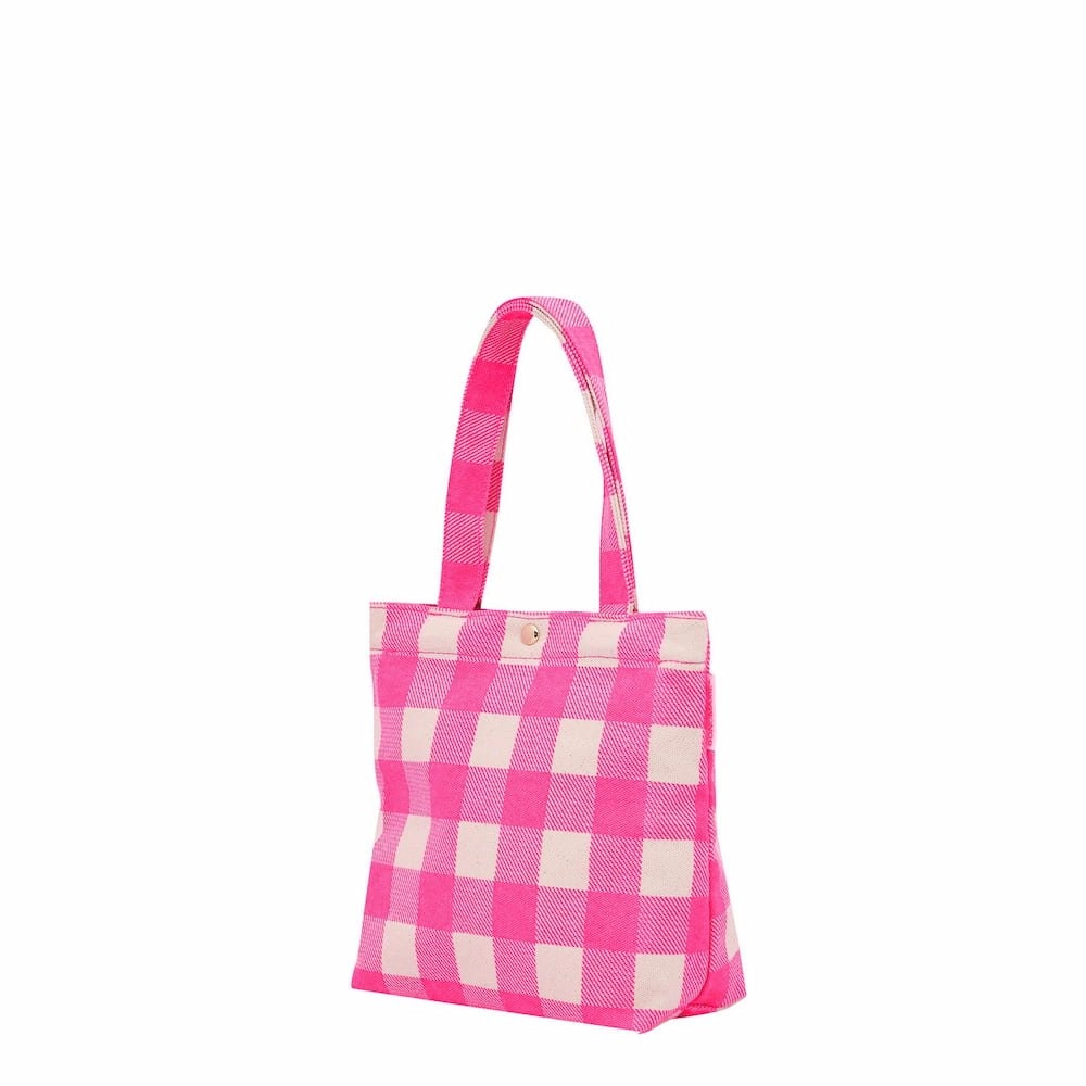 Mini Bonnie Tote Bag -- Neon Pink Gingham