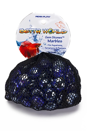 Penn Plax Gem Stones Blue Aquarium Marbles - 90pcs