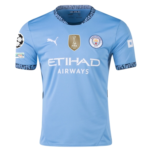 Puma Manchester City John Stones Home Jersey w/ Champions League   Club World Cup Patch 24/25 (Team Light Blue/Marine Blue)