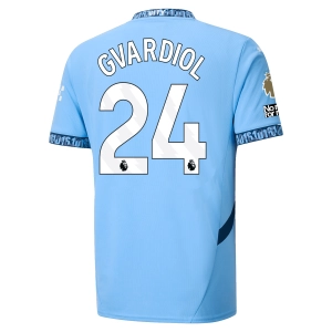 Puma Manchester City Joško Gvardiol Home Jersey w/ EPL   No Room For Racism   Club World Cup Patches 24/25 (Team Light Blue/Marine Blue)