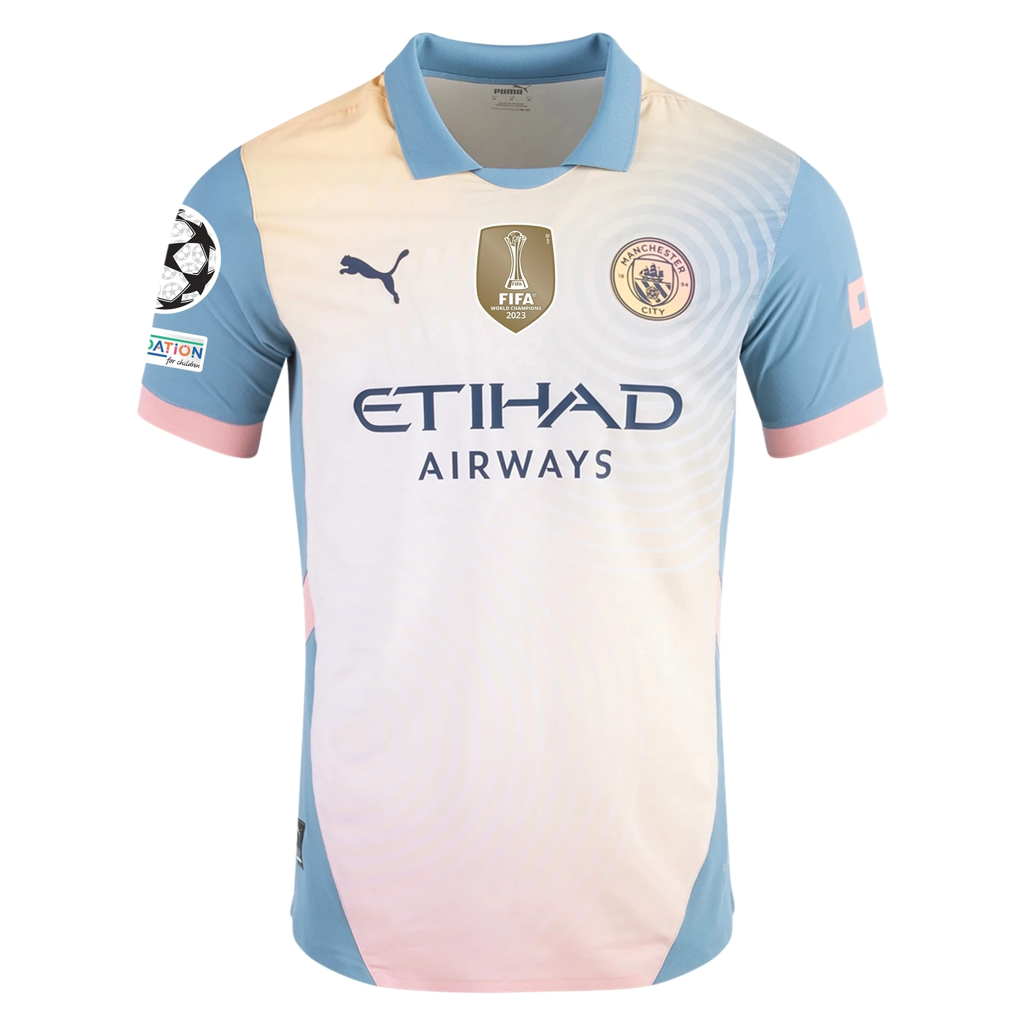Puma Manchester City Kevin De Bruyne Authentic Fourth Jersey w/ Champions League   Club World Cup Patch 24/25 (Rosebay/Bold Blue)