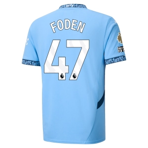 Puma Manchester City Phil Foden Home Jersey w/ EPL   No Room For Racism   Club World Cup Patches 24/25 (Team Light Blue/Marine Blue)