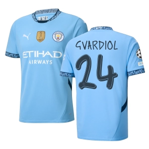 Puma Manchester Joško Gvardiol Home Jersey w/ Champions League   Club World Cup Patch 24/25 (Team Light Blue/Marine Blue)