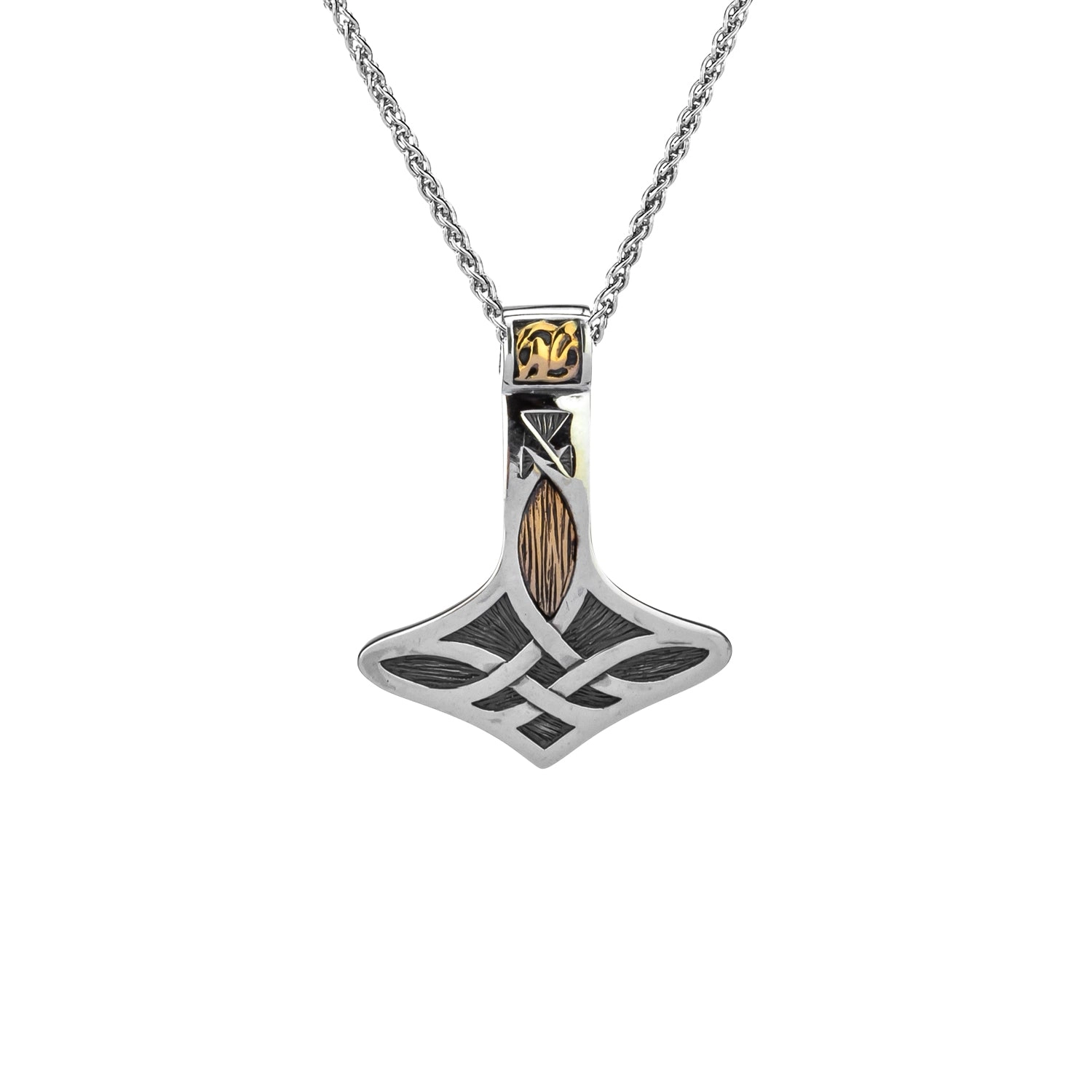 Silver and 10k Gold Thor's Hammer Pendant Small