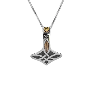 Silver and 10k Gold Thor's Hammer Pendant Small