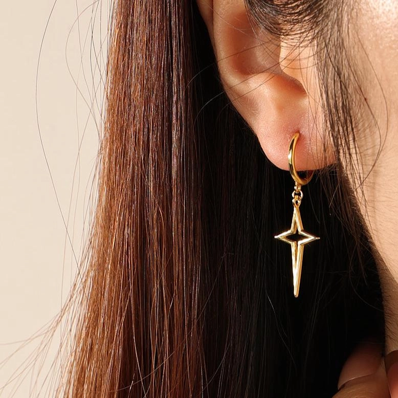 Star Drop Charm Mini Hoops