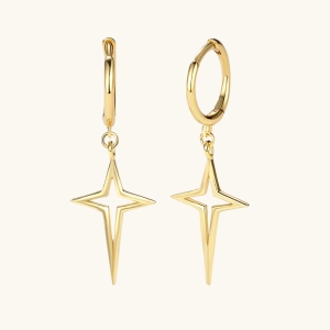 Star Drop Charm Mini Hoops