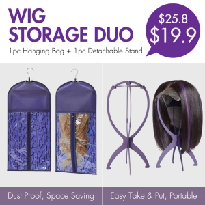 US ONLY | 1pc Wig Bag 1pc Wig Stand | Wig Storage Duo